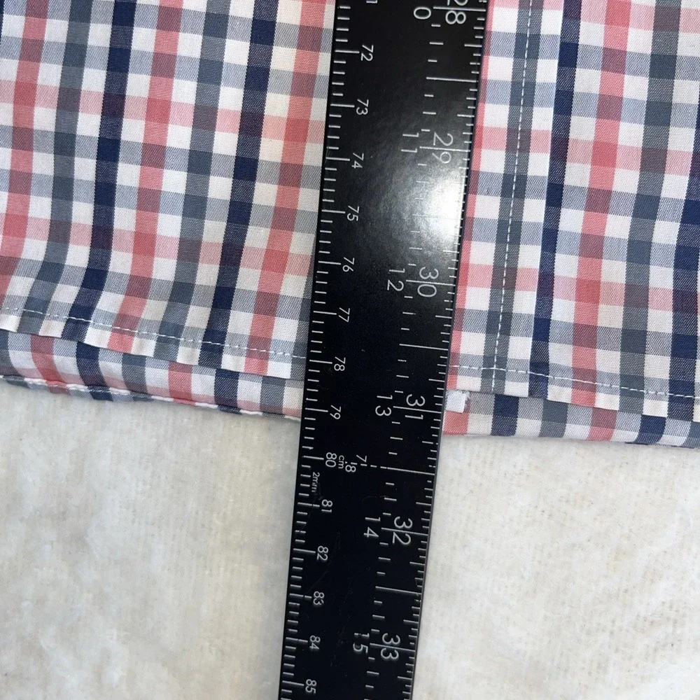 Banana Republic Shirt Men's XL 17-17.5 35-36 Red/Blue Check Non-Iron Slim Fit